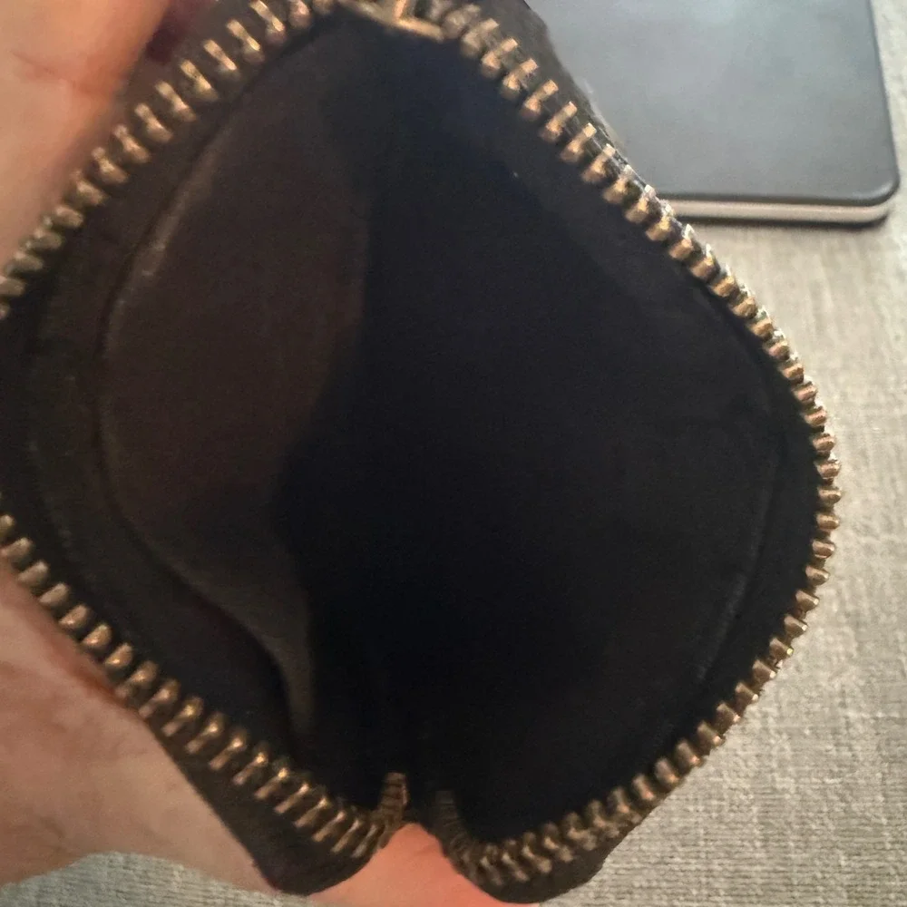Fossil‎ Black Leather Keyhole Coin Purse ID Card Holder Wallet Brass Hardware